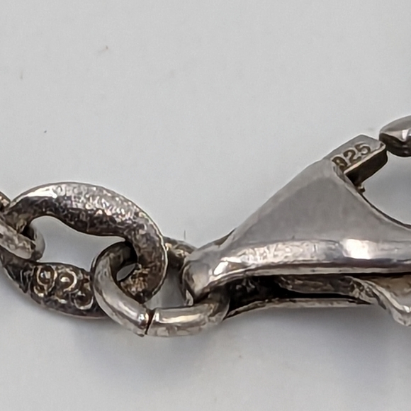 Bold Modernist Abstract Sterling Silver Puffed links Statement Necklace - Picture 8 of 10